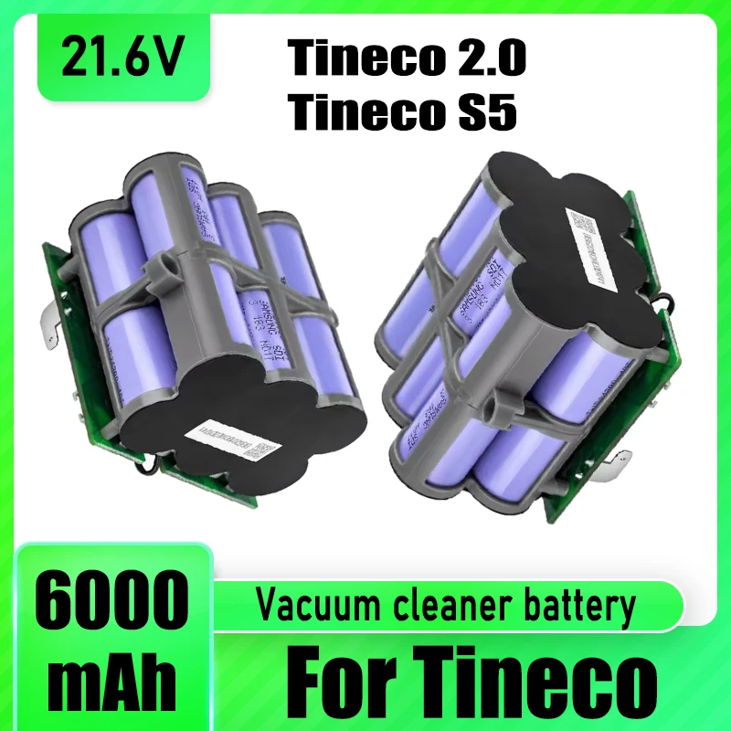 21.6V 6000mAh, For Tineco FLOOR ONE 2.0 S5 PRO 2 S5 Smart S5 Vacuum Cleaner Battery Replacement, High Quality