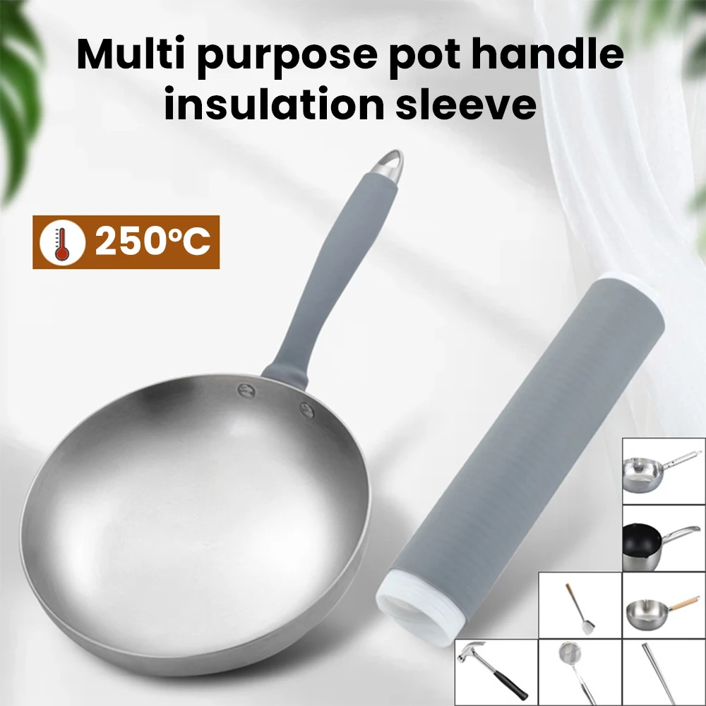 Self-shrink Handle Sleeve Anti-scalding Pot Handle Cover Holder High Heat Resistance Silicone Pot Handle Cover For Frying Pan