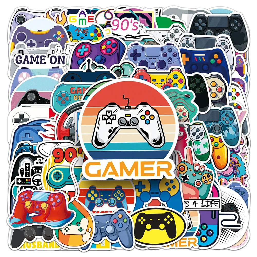 10/30/50/100pcs Cartoon Game Controller Stickers Cool Vintage Gamepad Decals DIY Skateboard Phone Luggage Bike Graffiti Sticker
