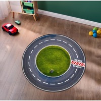 Round Race Track Carpet Start Finish Circle Play Mat for Children Toy Car Track Mat Fun Nursery Playroom Decor for Little Racers