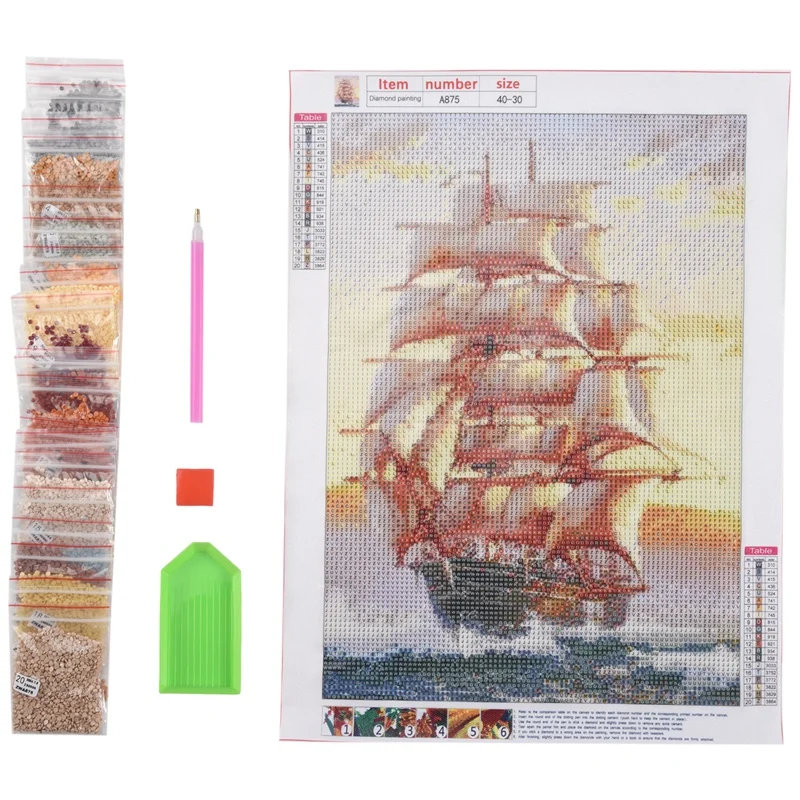 New 5D Diamond Embroidery Boat Landscape Handmade Diamond Painting Landscape Needlework Cross Stitch Home Decoration