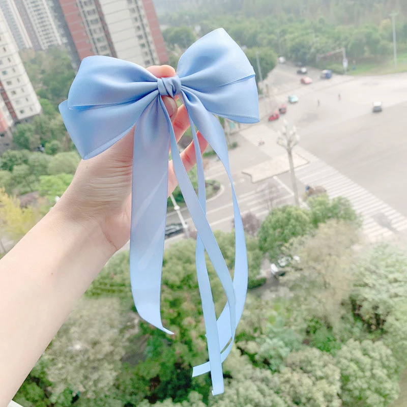 1Pc Vintage Large Bow Hair Clip Trend Long Ribbon Hairpins Barrettes Headwear For Women Girl Hair Accessories Wedding Jewelry