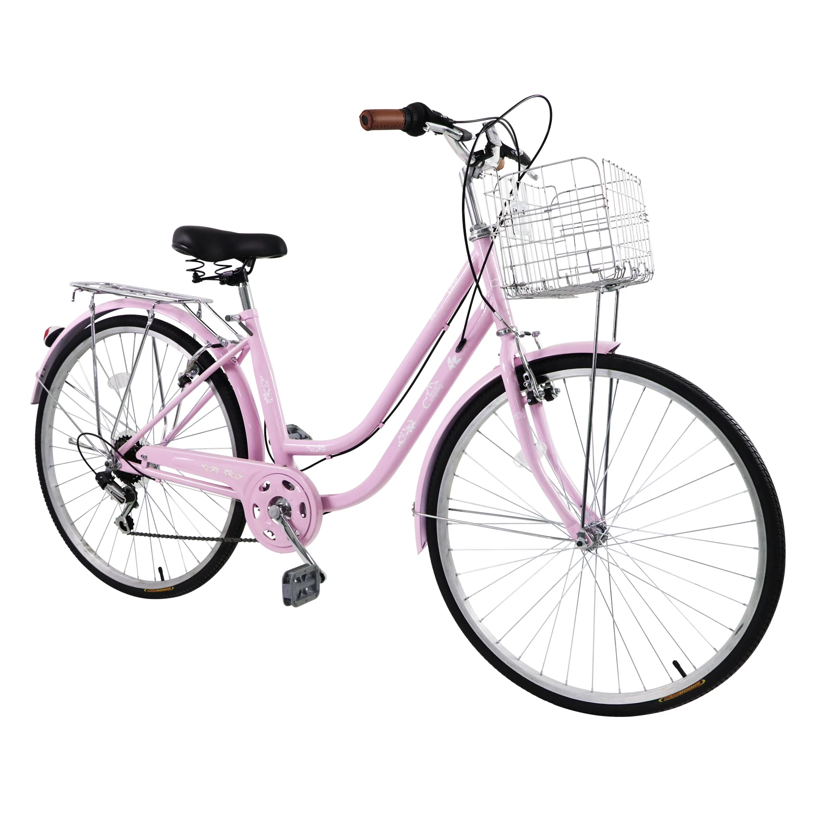 

26in 150kg High Carbon Steel V Brake 7 Speed ​​Commuter Bike Pink bicycle