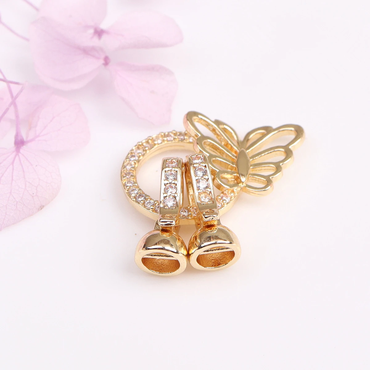 14K Butterfly Circle Rhinestone Embellished Clasp Necklace Bracelet Buckle 10 pcs