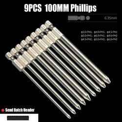 50/75/100/150mm Phillips Electric Screwdriver Bit PH0/1/2 Magnetic Screw Driver Bit S2 Alloy Steel High Hardness Batch Head Bit