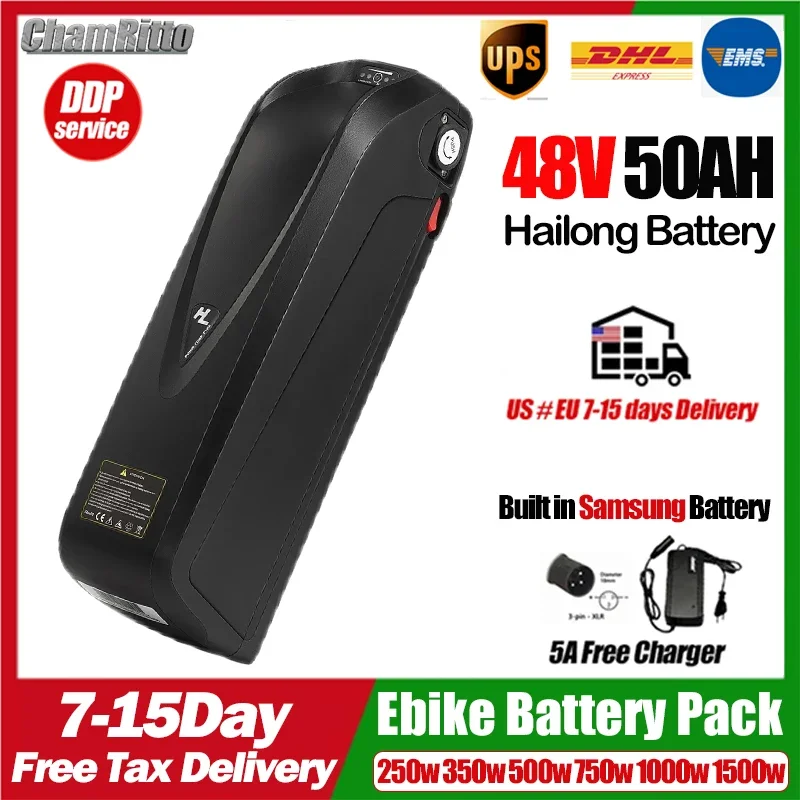 

48 В EBike Akku Hailong 13s5p 13ah 30 50ah Accu Электрический велосипед 20 24ah 40ah Литиевая батарея Электрический велосипед S07-b 500w1500w Мотор