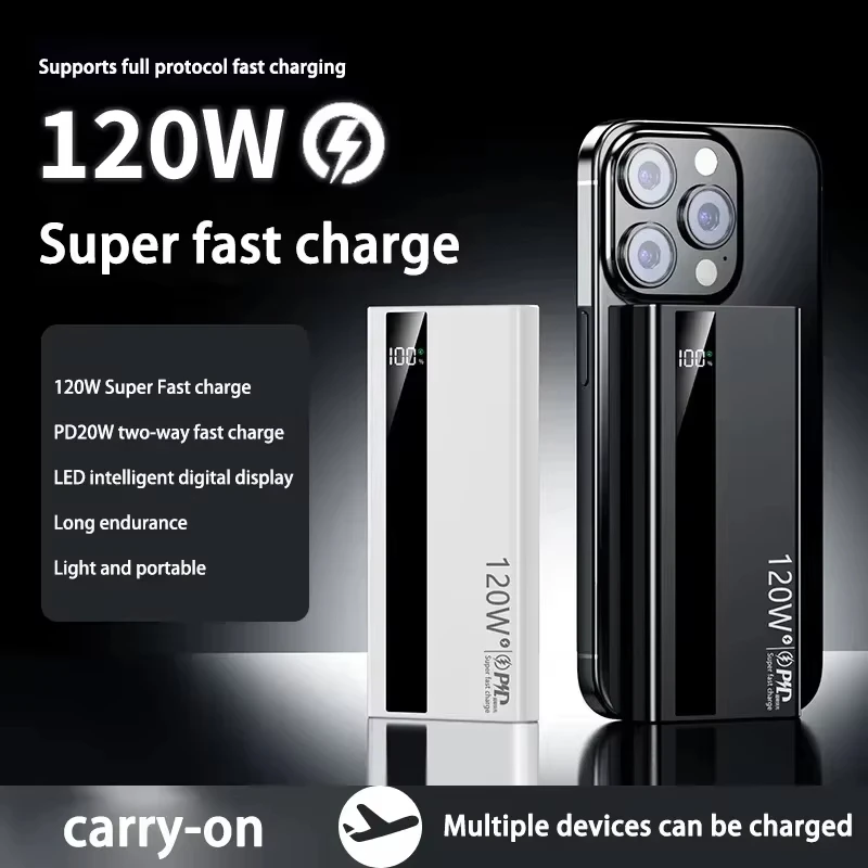 500000mAh 120W Super Fast Charging High Capacity Power Bank External Battery Portable Battery Charger For iPhone Samsung Xiaomi