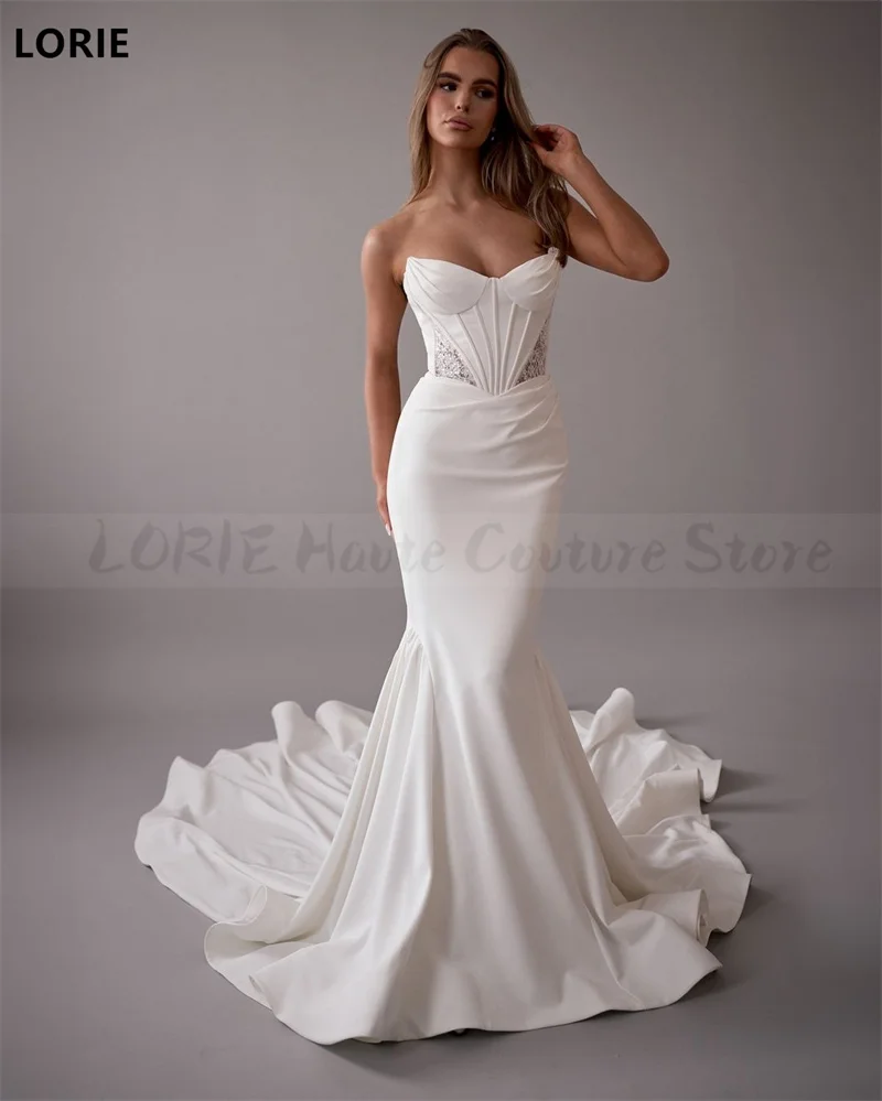 Lorie apliques sereia vestidos de casamento sem mangas princesa vestido de noiva sweatheart elegante vestidos de casamento personalizado 2024