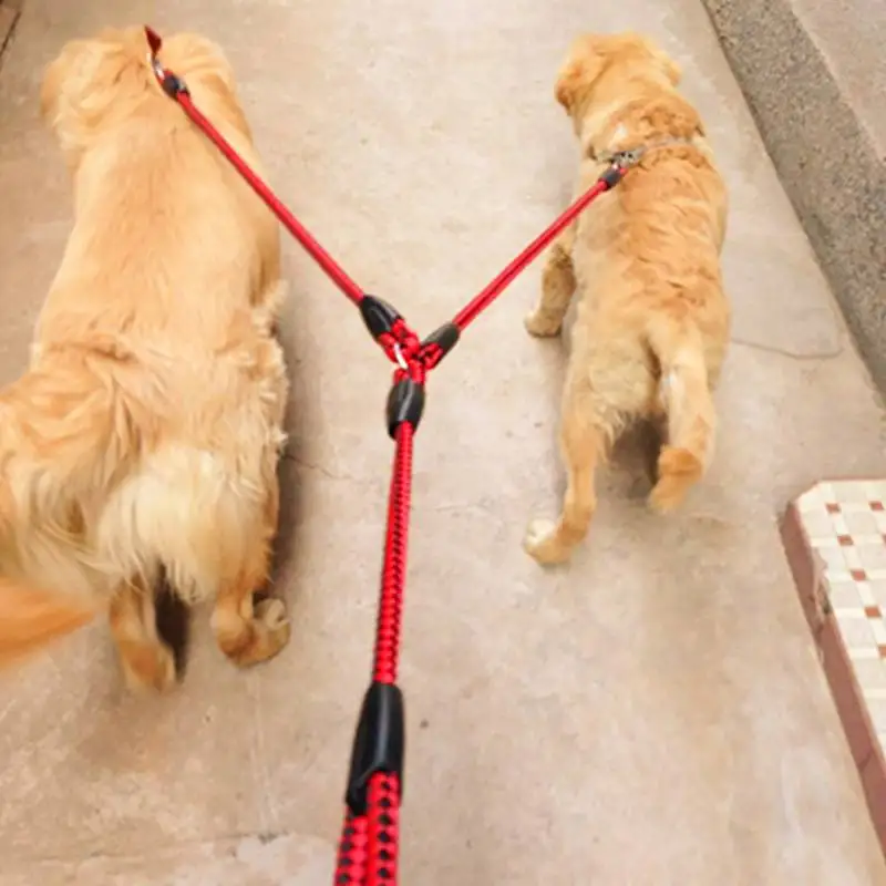 1.4m Pet Double Leash 2 Way Couplers Dog Leash Rope Elastic Extended Pet Leash Belt Outdoor Training for Two Double Dogs Leashes 5