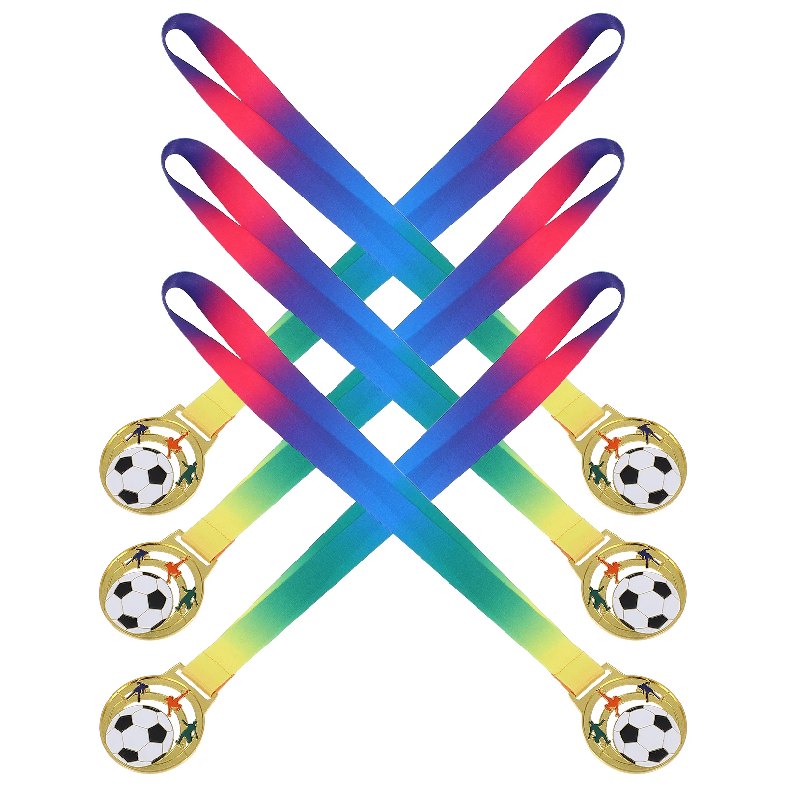 

6pcs Hollow Zinc Sport Day Medal Kid Alloy Sports Awards Kids Sports Medal Football Ribbons Durable Metal Souvenirs