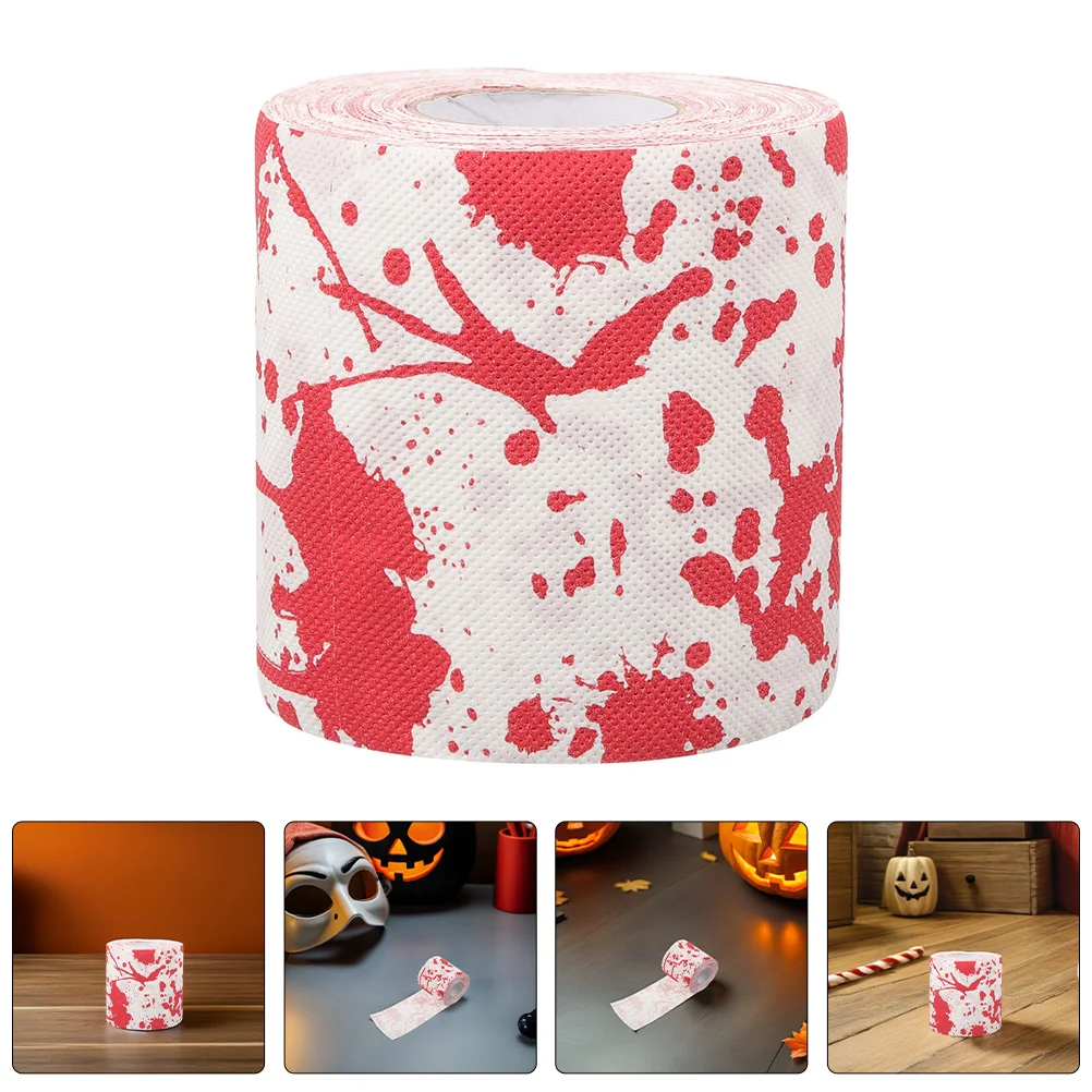 

4pcs 4 Rolls Halloween Toilet Bloody Handprint Design Festive Bathroom Decoration For Party Home Use Colored Tissue Roll Novelty