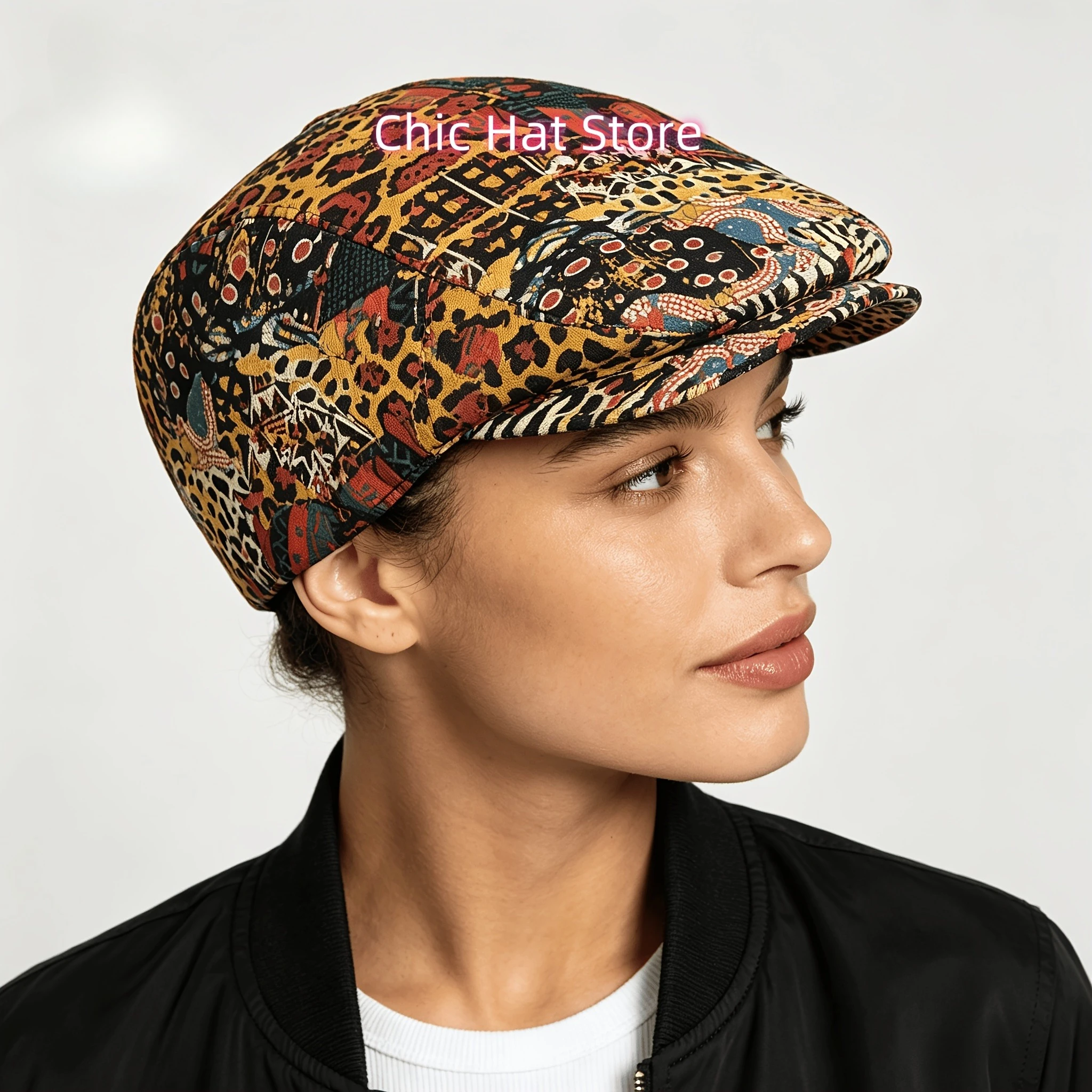 1pc Multi-Pattern Retro Textile Design All-Over Print Flat-Top Hat for Men And Women, Newsboy Caps, Berets, Irish Hats, Driver C