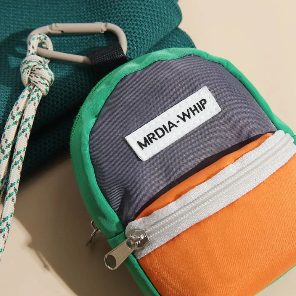 New Neck Hanging Coin Purse Contrasting Color Polyester Mini Wallet Earphone Storage Bag Anti-theft Small Key Bag