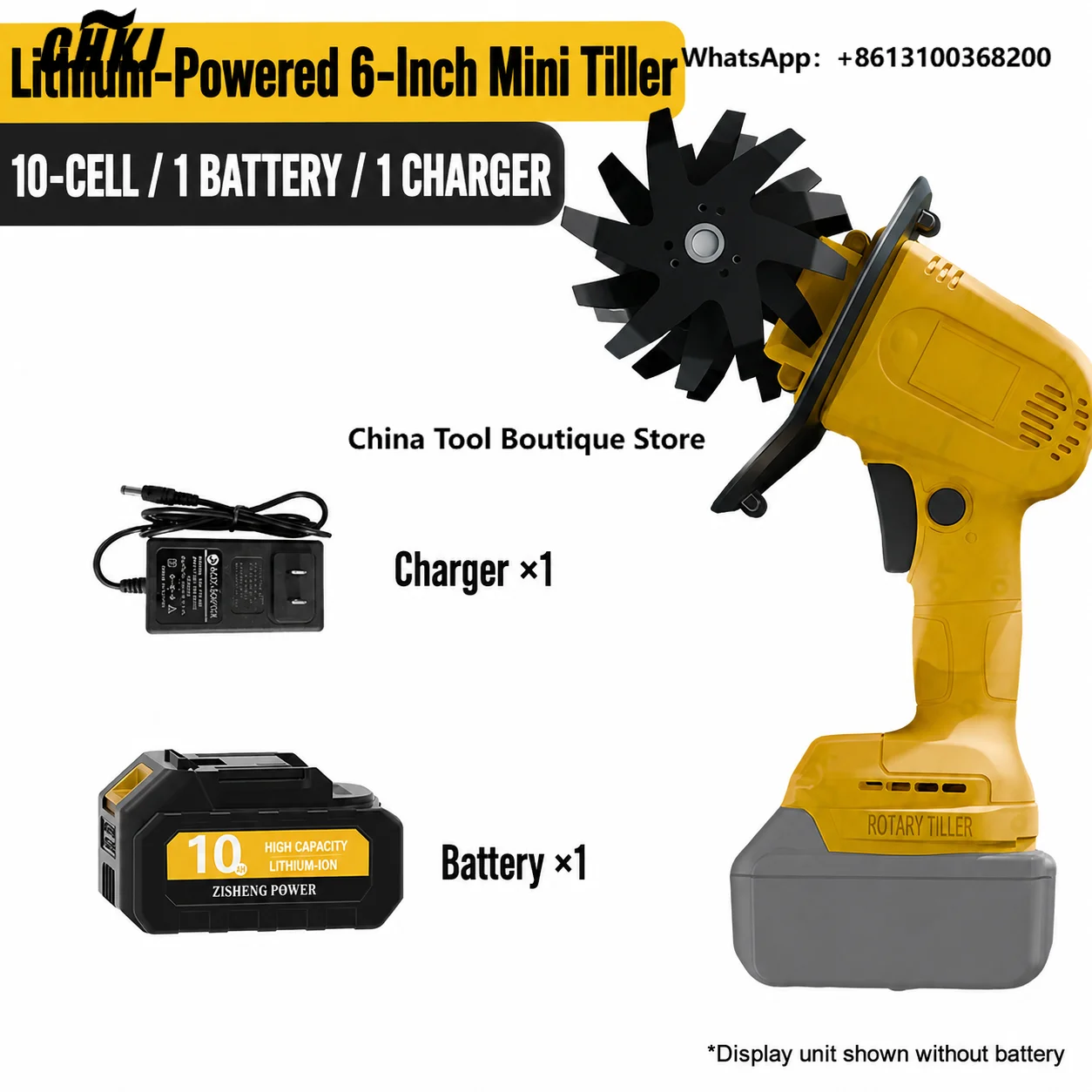 Lithium-ion Battery Powered Soil Tiller Handheld Portable Electric Hoe Garden Bonsai Weeding Tilling Machine 128mm Working Width
