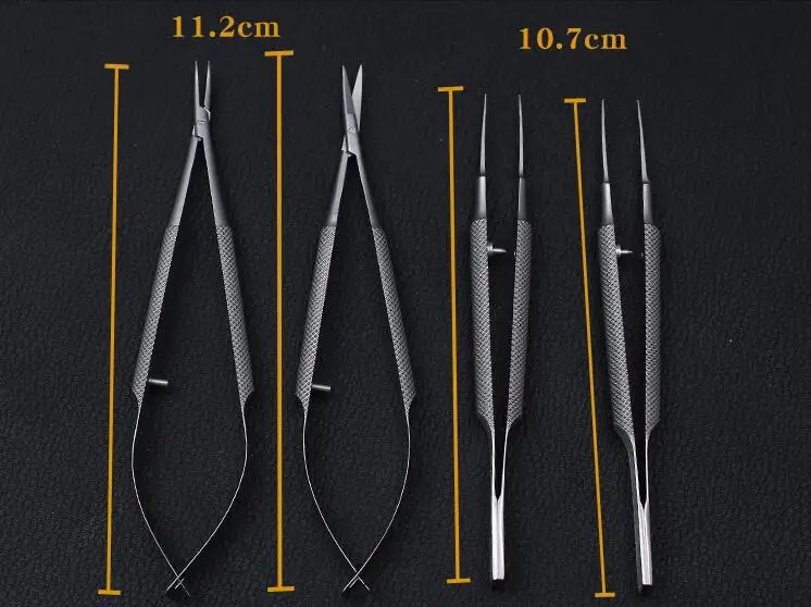 4pcs/set ophthalmic microsurgical instruments 12.5cm scissors+Needle holders +tweezers stainless steel surgical tool