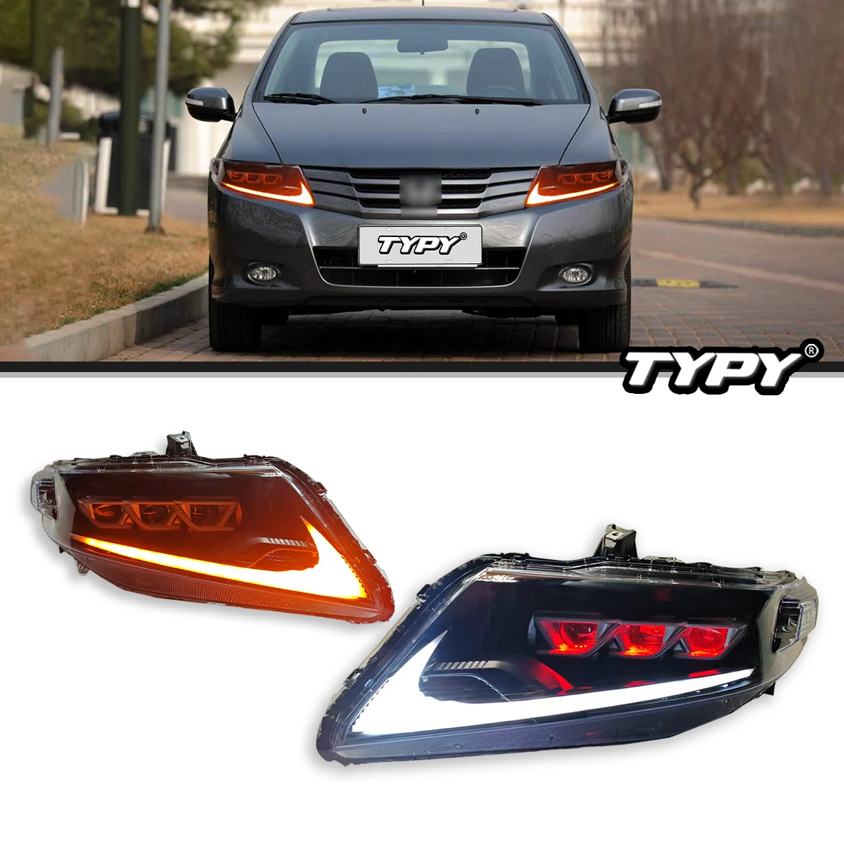 

Автомобильные фары TYPY для Honda City 2008-2014, светодиодные фары для проектора, дневные ходовые огни, автомобильные аксессуары