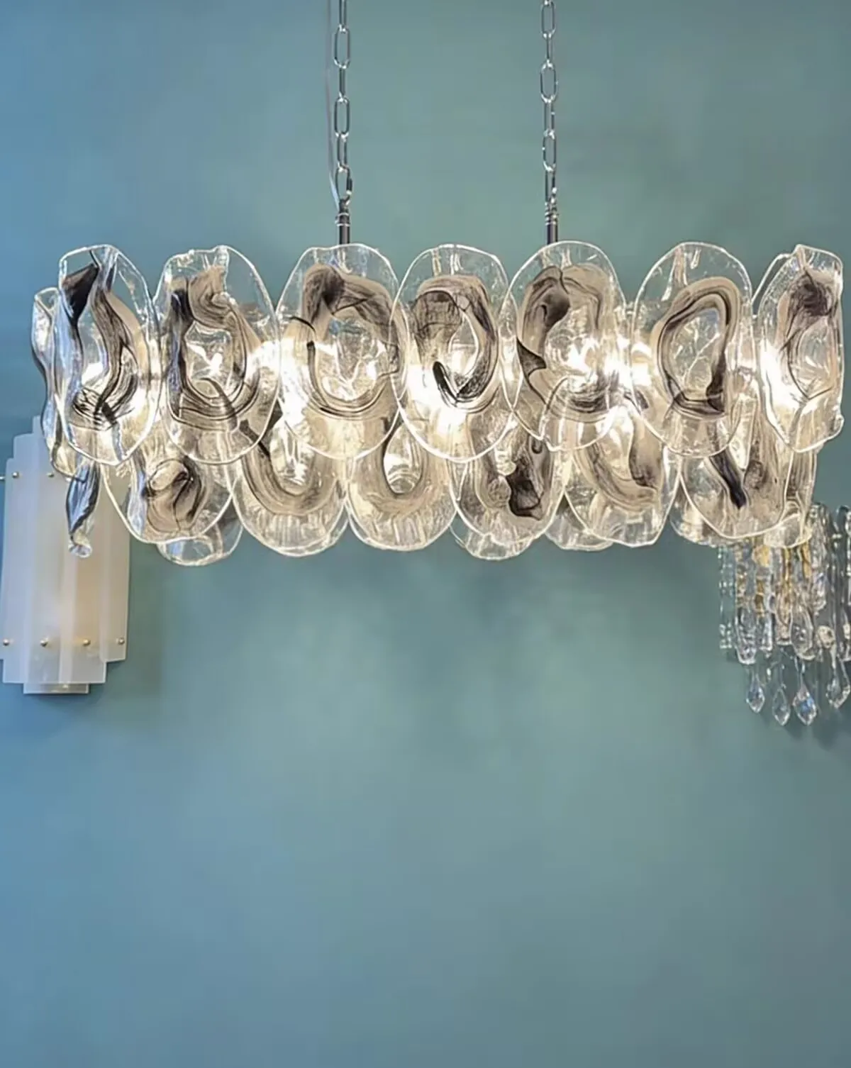 Murano Glass Ceiling Chandelier French Crystal Hanging Lamp for Living Room Dining Room Bedroom Villa Decor Pendant Lighting E14