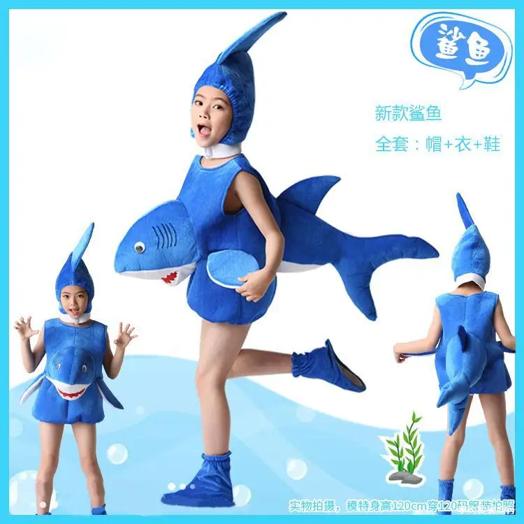 Disfraz de tortuga marina para niños, conjunto de ropa de actuación de animales marinos, sombrero, ropa, zapato, Anime, pulpo, tiburón, delfín