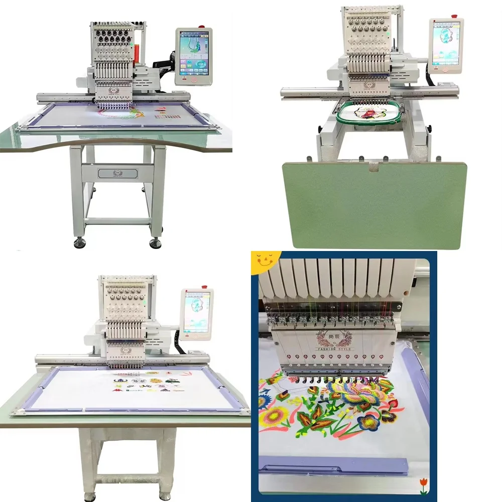 Single Head 12 15 Embroidery Machine for Home Use for Hats Logos Personalized Computerized Embroidery Machine