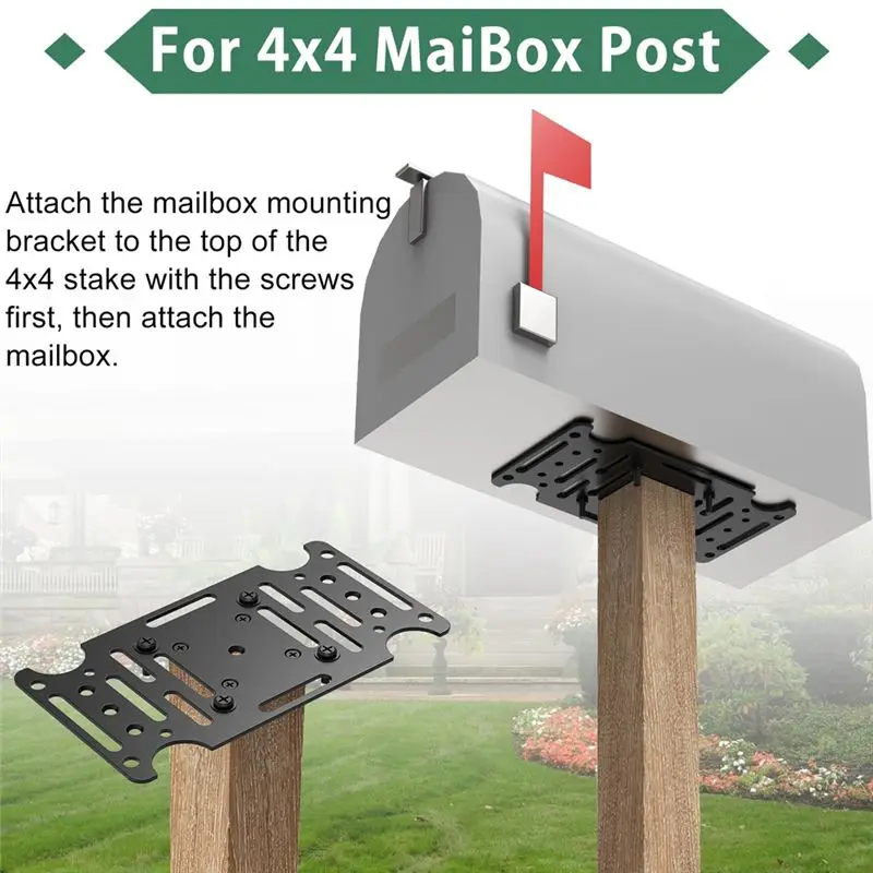 Mailbox Mounting Bracket,Universal Fit 4 X 4 Wood Or Hollow Posts Mounting Adapter Plate For Most Post Mount Mailboxes-AT36