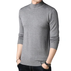 BROWON Autumn Brand Sweater Men Smart Casual Solid Color O-neck Knitted Slim Sweaters Oversize Business Pullover Mens Clothing