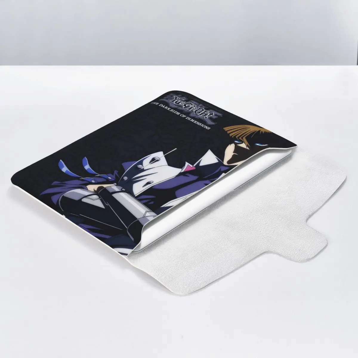Blue-Eyes White Dragon Japanese Anime Yu-Gi-Oh PU Leather Horizontal Laptop Sleeve Shockproof Soft Lining Notebook Case 13 Inch