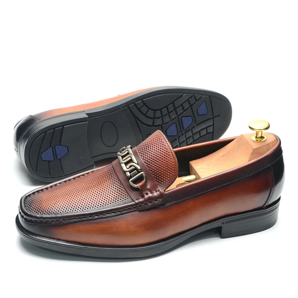 Luxury Italian Men's Penny Loafer Shoes Genuine Cow Leather Slip-On Black Brown Wedding Party Banquet Formal Shoes for Men