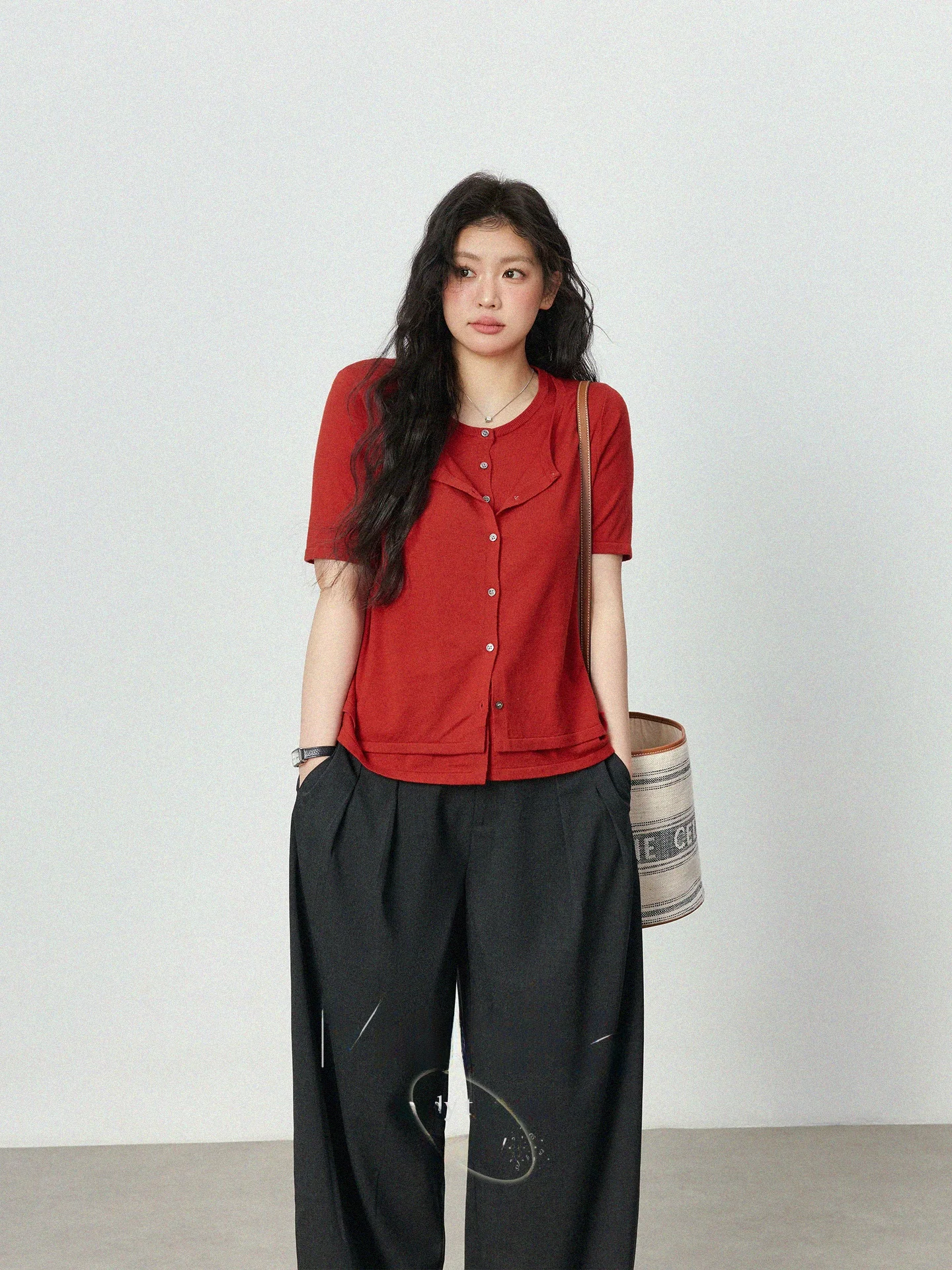 

Женский вязаный кардиган больших размеров с коротким рукавом, свободного кроя, утягивающий, повседневный стиль, весна-лето, модный