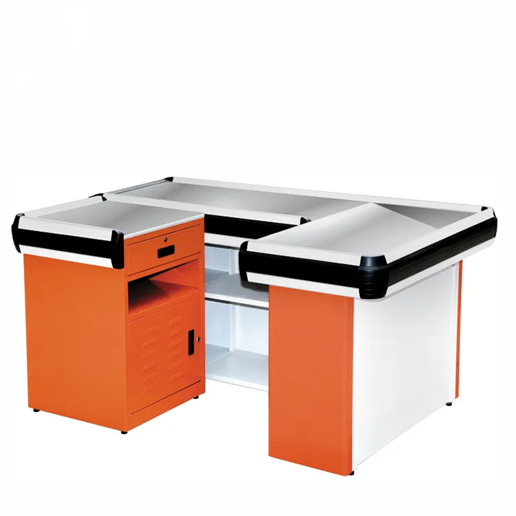 

Flexible Store Supermarket Stainless Steel Cashier Counter Retail Design Cashier Counter for Sale