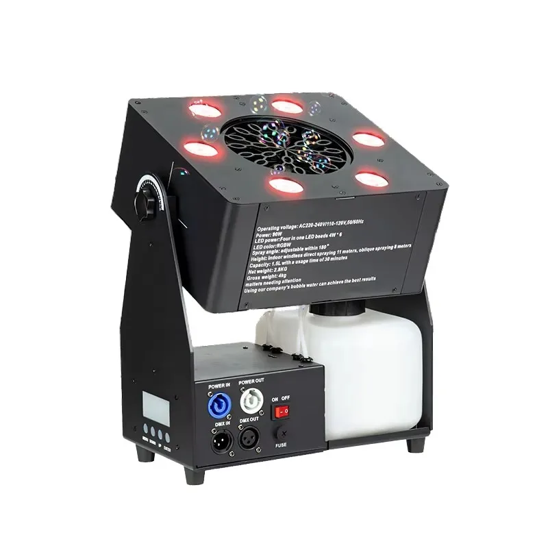 

90W RGBW LED Automatic Bubble Machine DMX512 Remote Control Disco DJ Equipment for Wedding Stage Party Festival