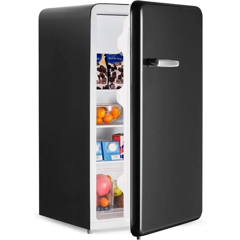 Retro Refrigerator Stylish Appearance Energy Saving Adjustable Legs Thermostat Dial Removable Shelves