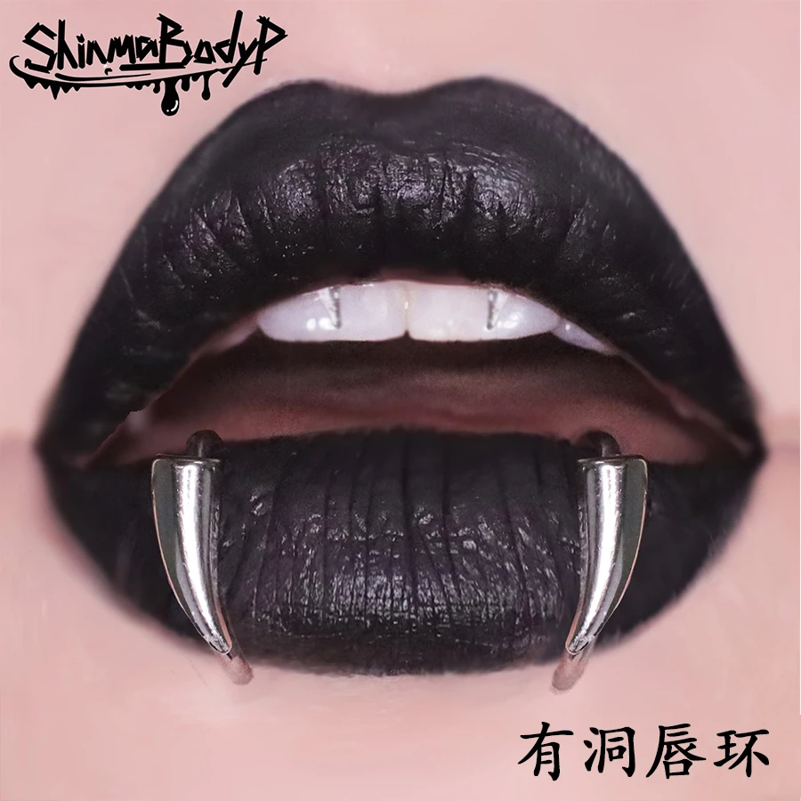 

Vampire Fang No Hole Lips Clip Devil Teeth Tip Titanium Steel Piercings Lips Rings Body Jewelry Decoration Halloween Accessories