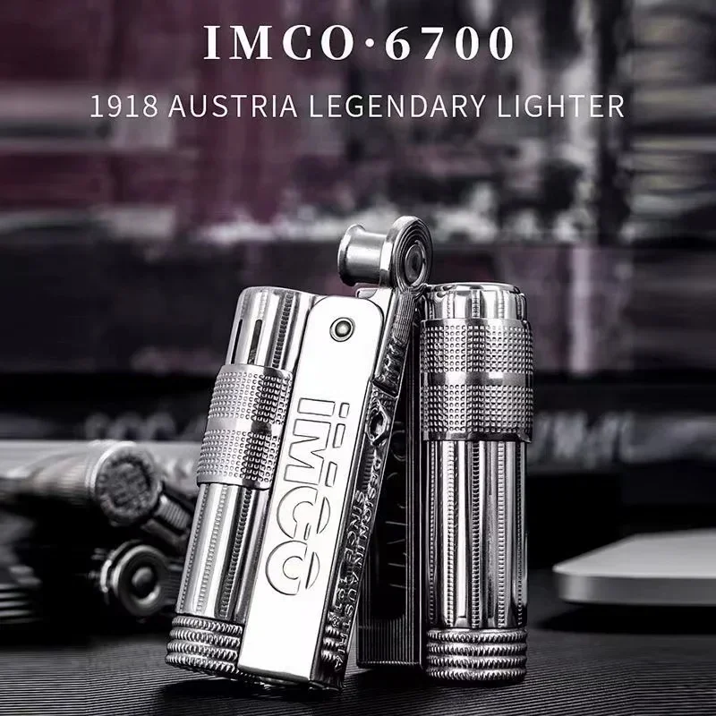 IMCO 6700 Vintage Stainless Steel Metal Lighter Austrian Gasoline Grinding Wheel Lighter Kerosene Series Genuine With Box