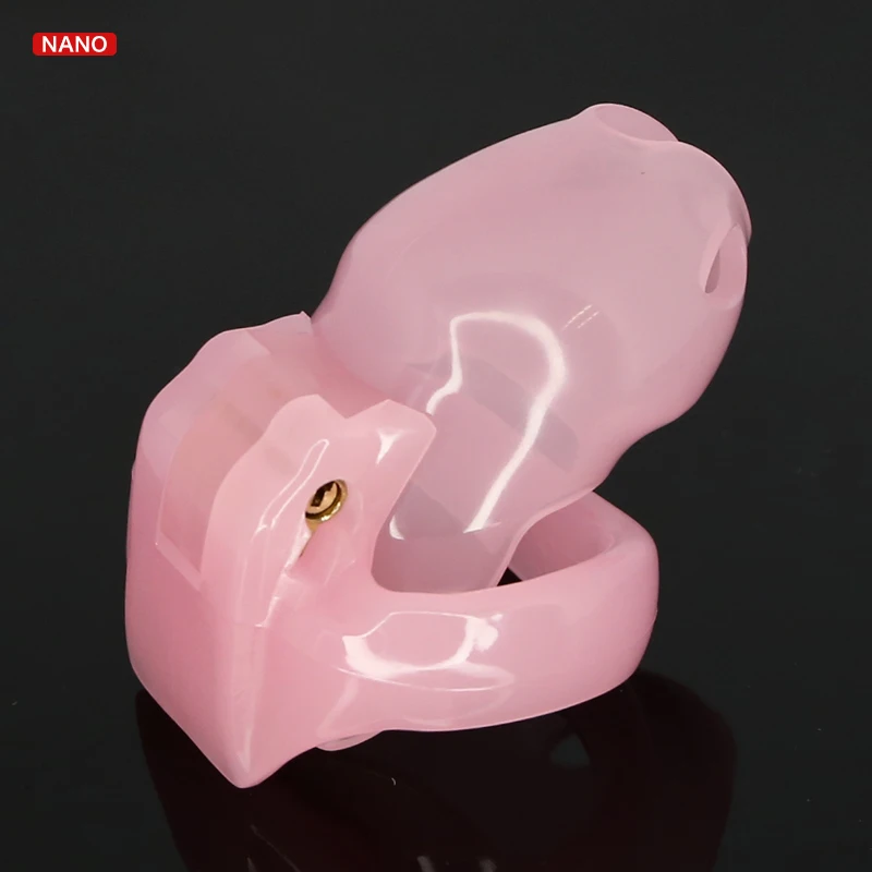 Pink Plastic Chastity Device with 4 Size Penis Rings Penis Cage Male Chastity Belt Cock Cage Lock Adult Games Sex Toys For Men