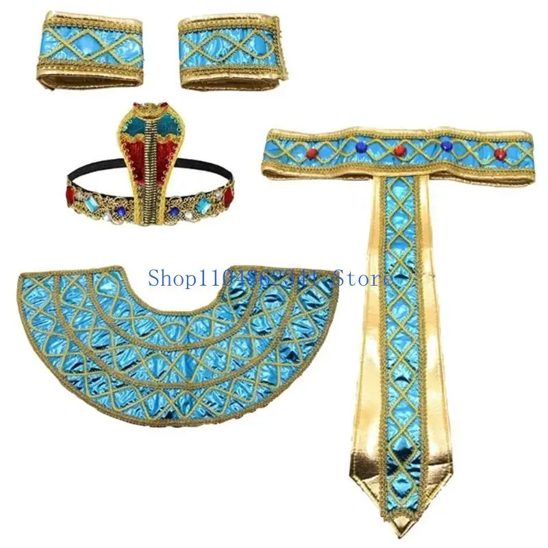 5asd Ägyptisches Halloween-Cosplay-Kostümzubehör, ägyptische Schlangen-Kopfbedeckung, ägyptischer Zauberstab, ägyptischer