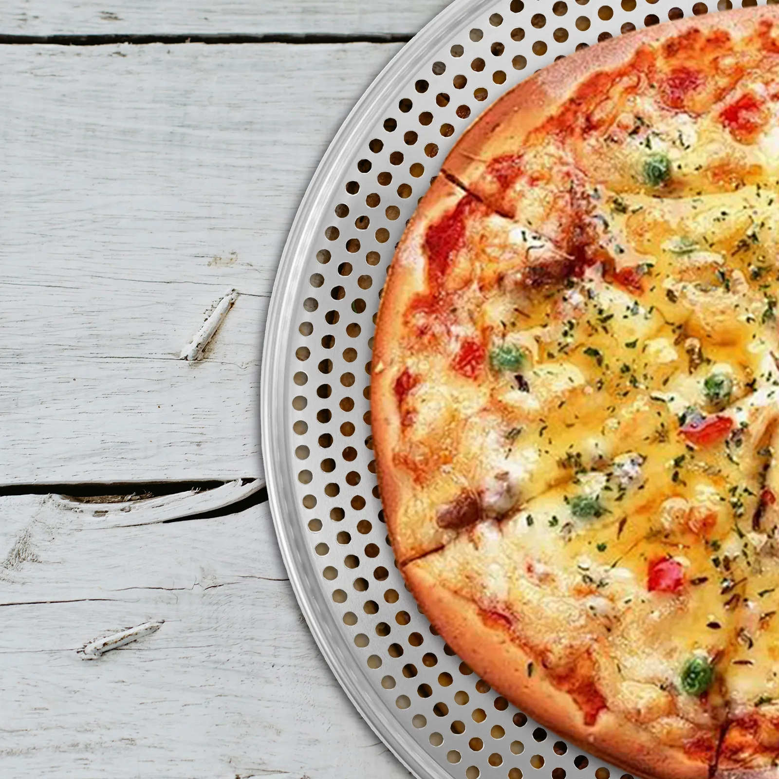 Perforated Pizza Pan Round 16In Nonstick Aluminum Alloy Oven Tray Crispy Crisper Pizza Baking Tray for Kitchen Restaurant Party