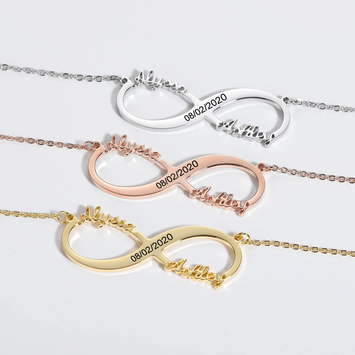 

2025 Stylish new exclusively for infinity symbol stainless steel engravable anniversary holiday couple name necklace gift
