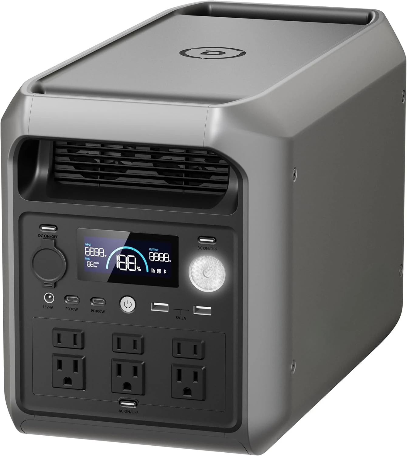 

Портативная электростанция 2048 Вт·ч, безопасная полутвердая батарея LiFePO4, пиковая мощность 3300 Вт, 6 выходов переменного тока 2200 Вт, 41 фунт, компактная и легкая.