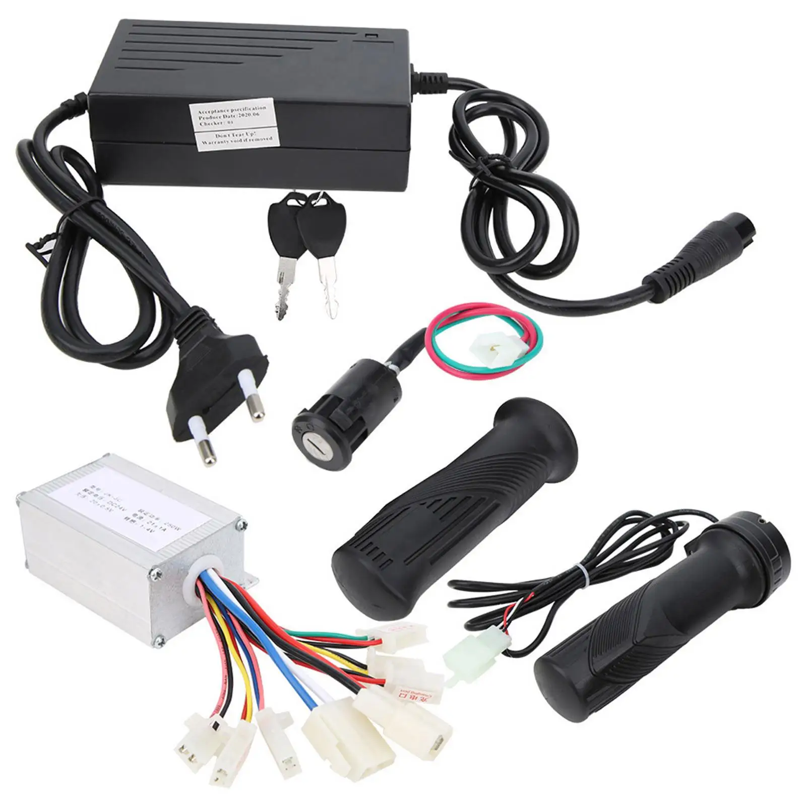 24V 250W Electric Scooter Motor Controller Kit with EU Charger & Lock - Complete Accessories