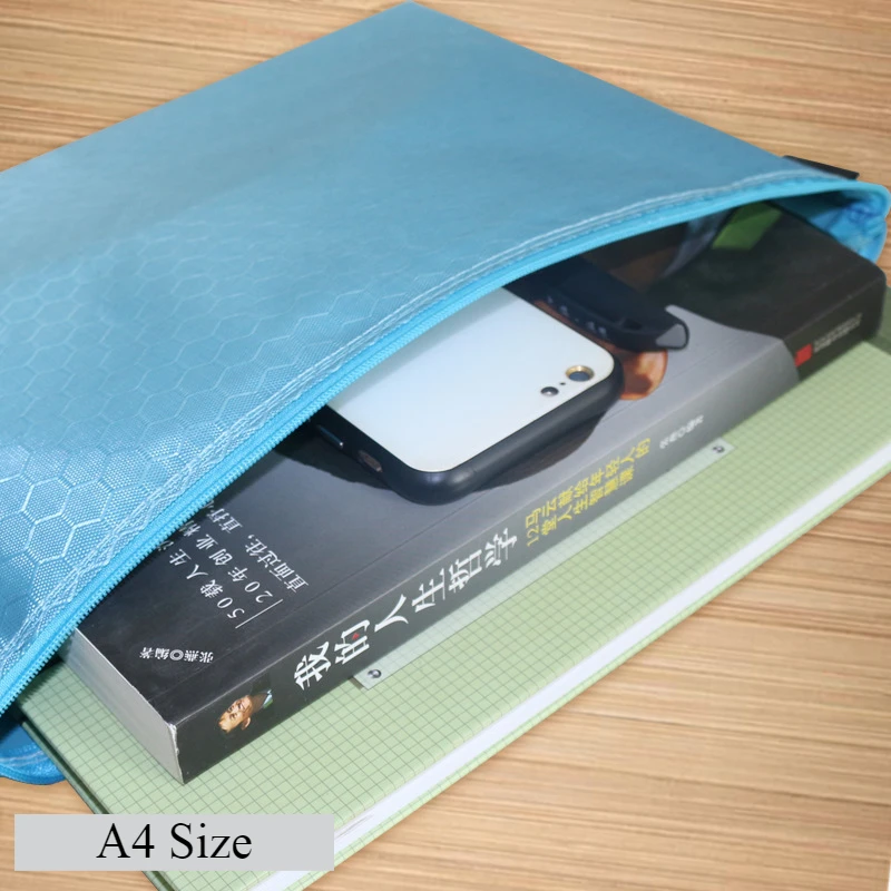 Tas Ritsleting Multiwarna A4 Tas File Folder Ritsleting Tahan Air Tas Penyimpanan Kotak Pensil Perlengkapan Kantor Sekolah A4 Oxford Tahan Air