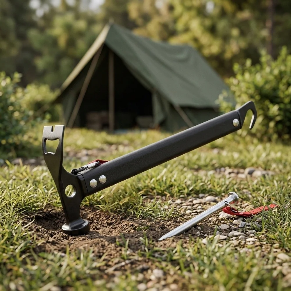 Aluminum Handle Ground Spike Hammer for Outdoor Adventures For Camping Hiking Mountaineering Tent Staking 31x11x3cm