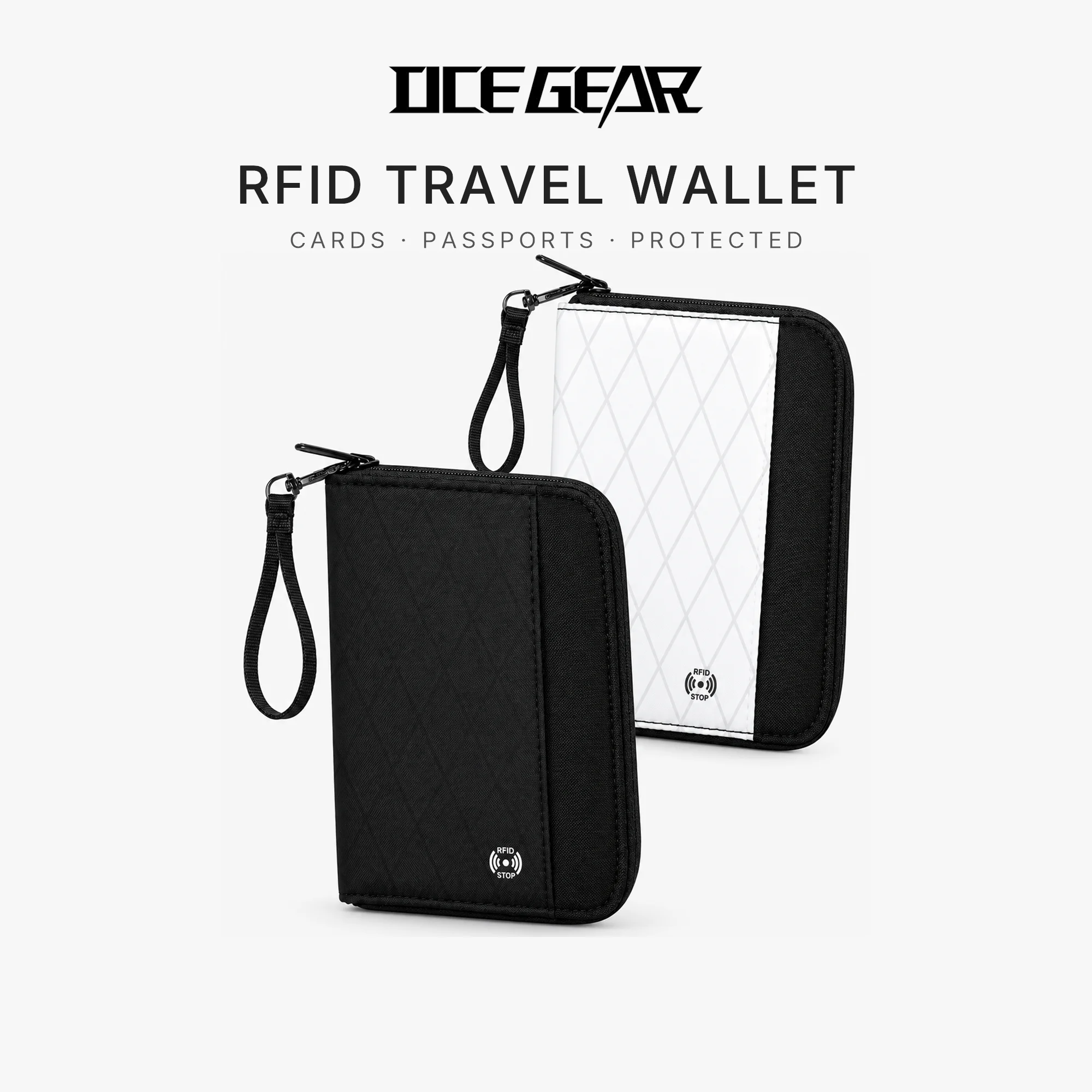 OCEGEAR Travel Wallet Passport Holder RFID Stop Large Capacity Credit Cards Organizer Thief Protection Zipper Purse Handbag