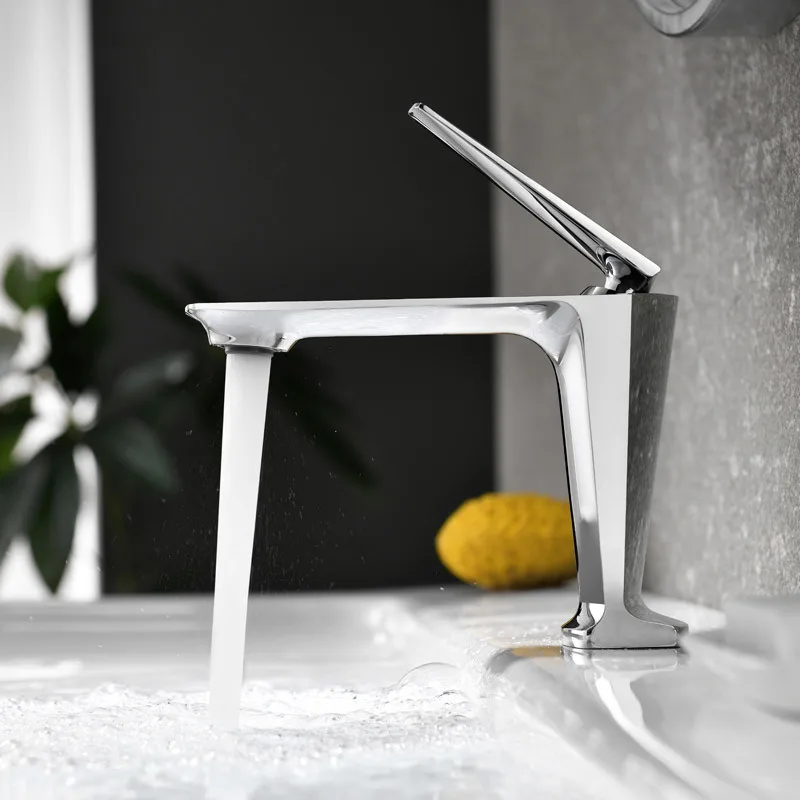 Gun Gray Basin Faucet, Tall/short Versions Extended Handle, Bathroom, Single Water Washbasin, Washbasin Faucet, Hot/cold Water