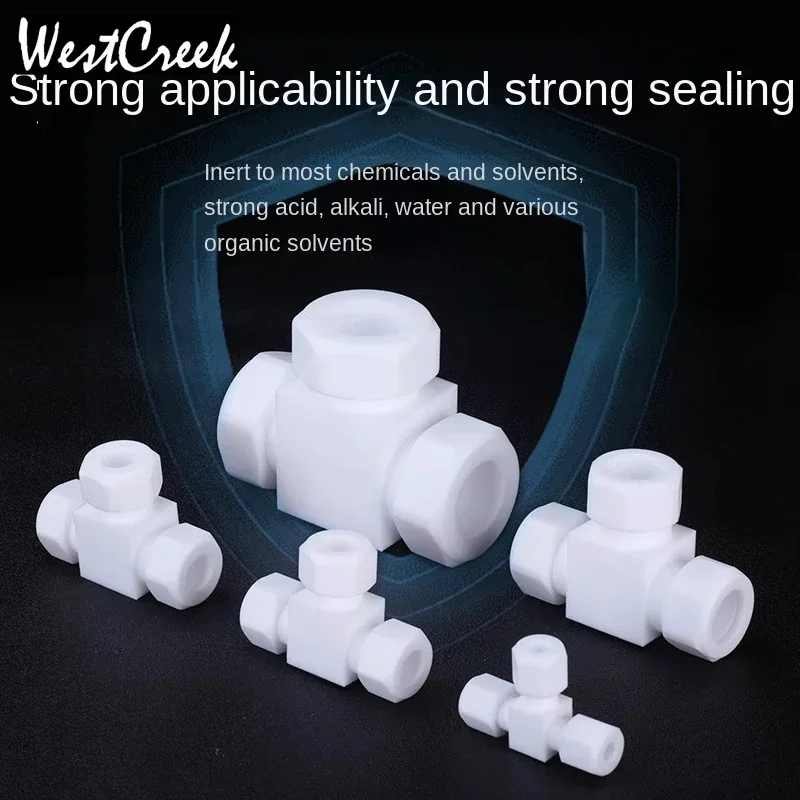 WESTCREEK 4mm 6mm PTFE Ferrule T tee joint Corrosion-resistant acid alkali compression Bite type fitting polytef Tube Inserting