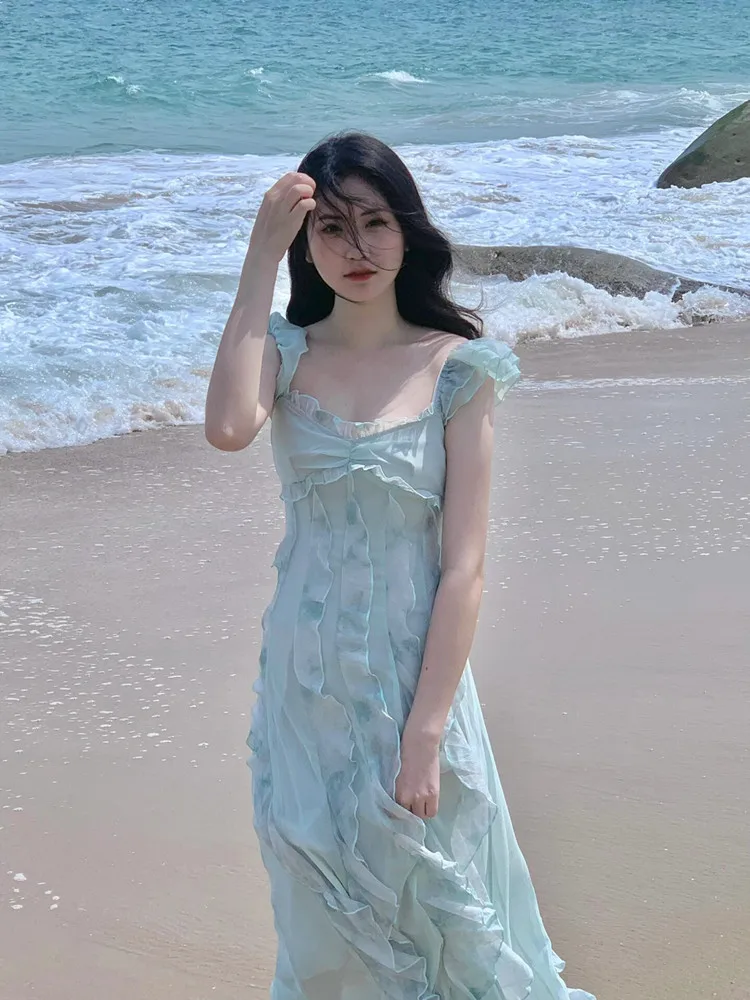 

Elegant Fairy Long Dress Women's Summer New Style Sweet Style Sleeveless Gown Crystal Xuan Brand Sweet Girl Fairy Tale Dress