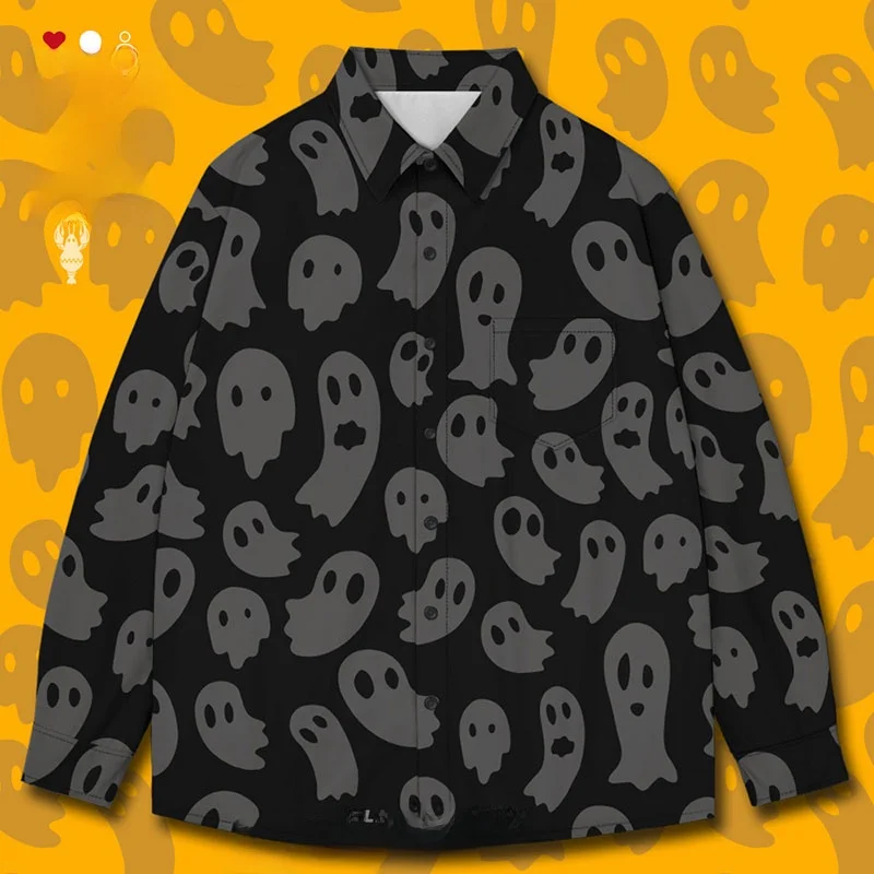 

Мужская удлиненная футболка с мультяшным принтом «Призрак» и милым монстром, повседневная, осенняя, 2023