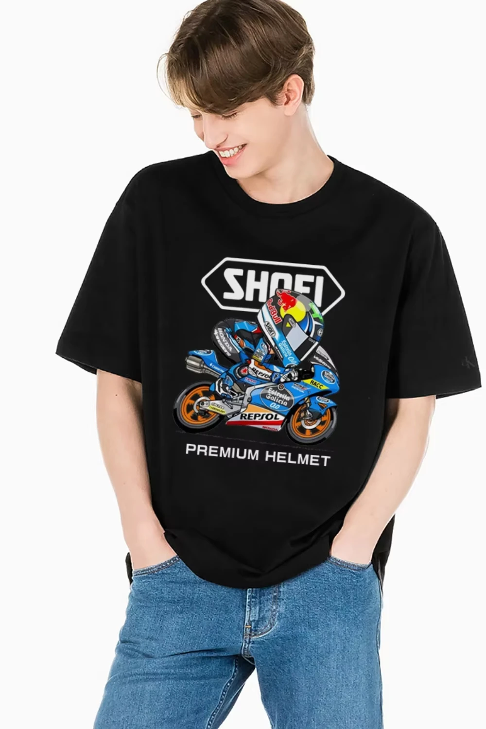 

2025shoei helmet around motorcycle short sleeve men's women's motocross summer riding clothes breathable pure cotton half sleeve
