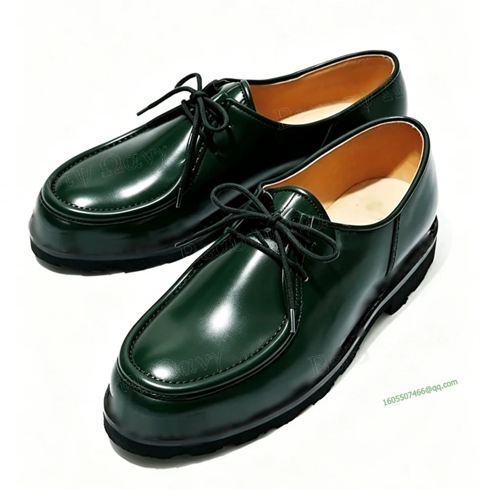 Green Solid Men's Big Shoes Front Cross Tied Pumps Men's Dress Shoes Gentlemen Slip on Party Shoes Big Size 47 Sprig Autumn