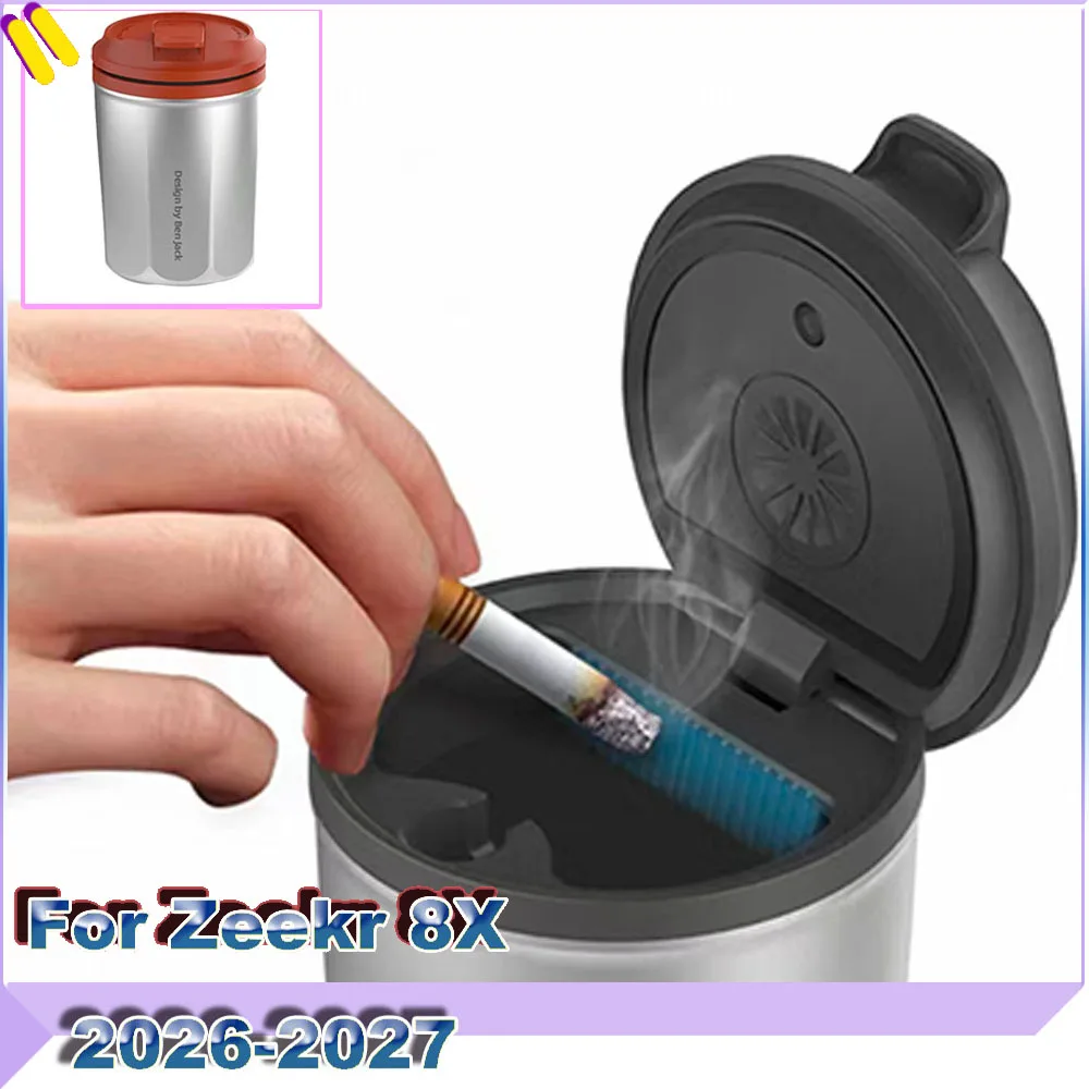 LED Illuminated Car Ashtray One Button Pop Up Lid Custom Fit For Zeekr 8X 2026-2027 Vehicle Interior Mod Parts Auto Parts ﻿