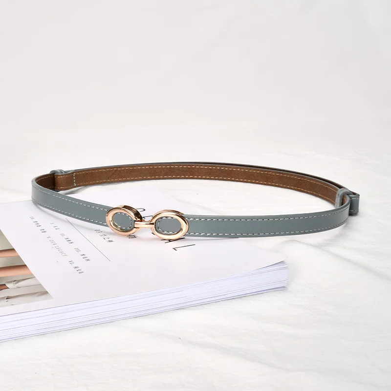 حزام صغير من الجلد الطبيعي للنساء ، حزام رفيع غير رسمي ، فستان يناسب جميع الملابس ، سحب مزدوج ، من من من من من من من الجلد الطبيعي